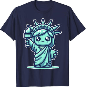 Cute Kawaii Statue of Liberty NYC New York City T-Shirt - T-Shirt | Navy
