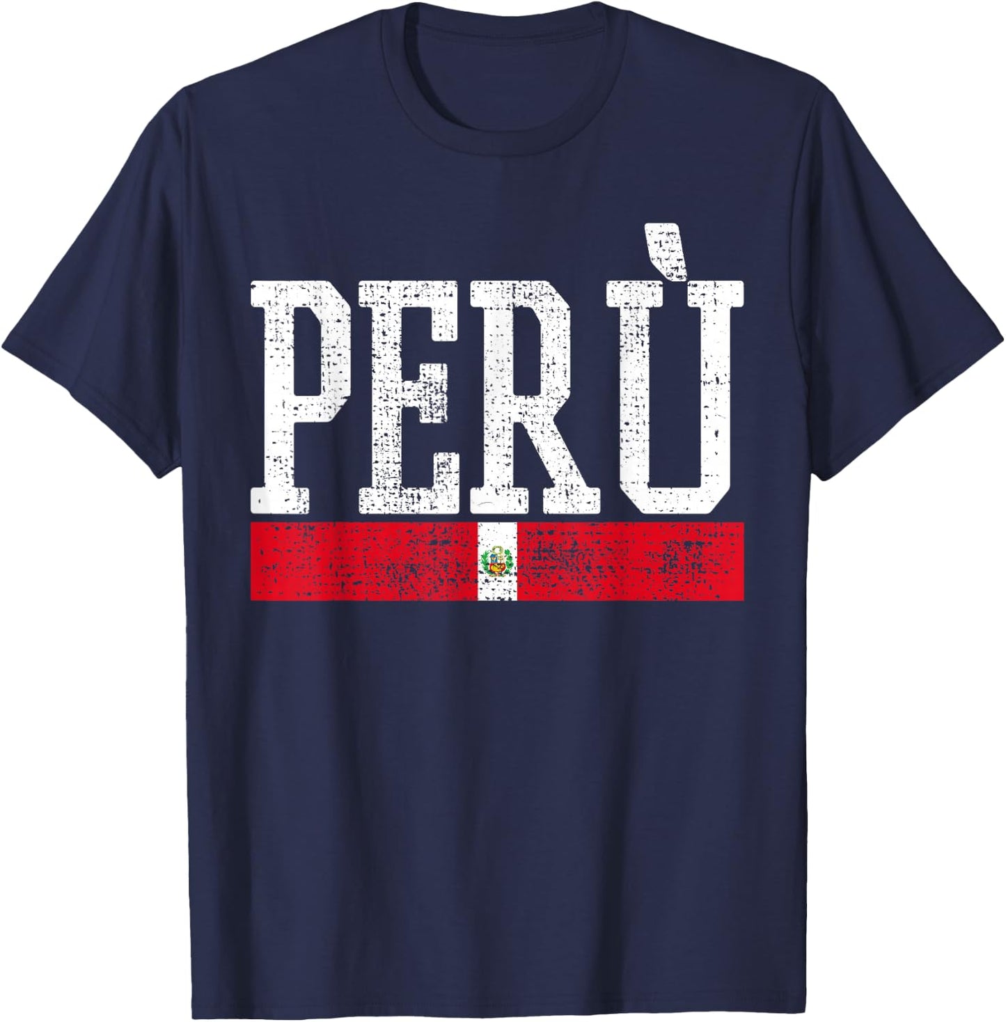 Peru Peruvian National Flag Country Vintage T-Shirt - T-Shirt | Navy