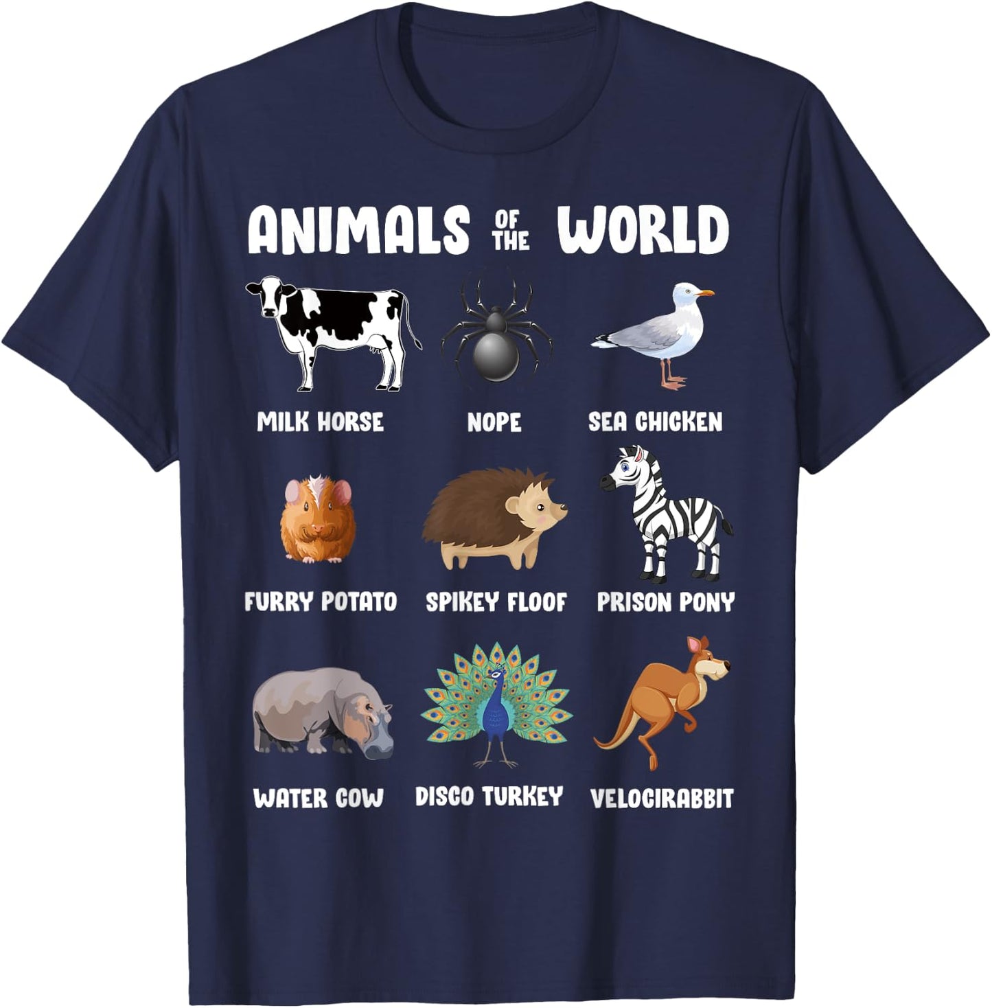 Animals Of The World Gift Funny Rare Animals Memes T-Shirt - T-Shirt | Navy
