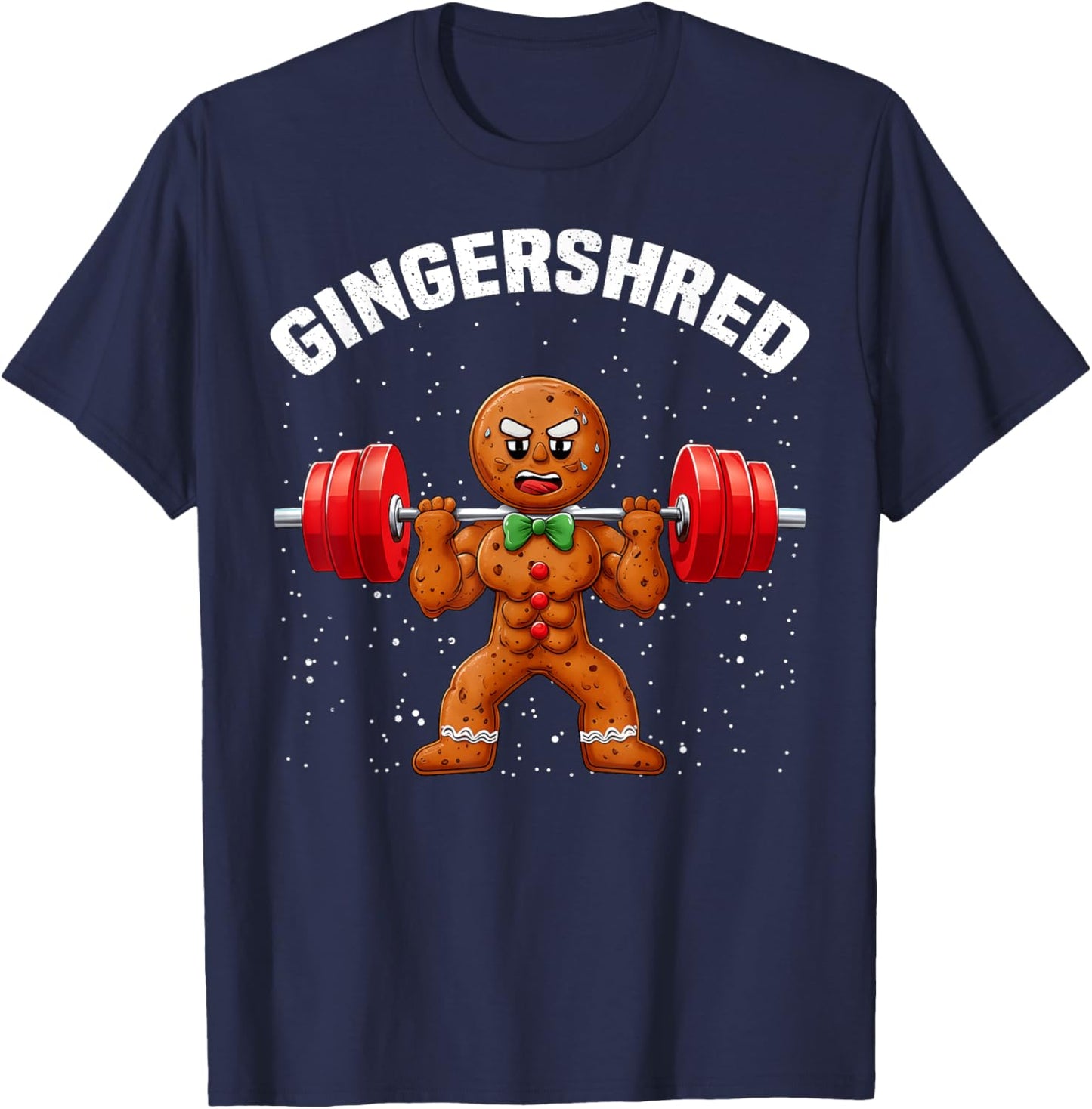 Gingershred Funny Gingerbread Man Gym Bodybuilding Christmas T-Shirt - T-Shirt | Navy