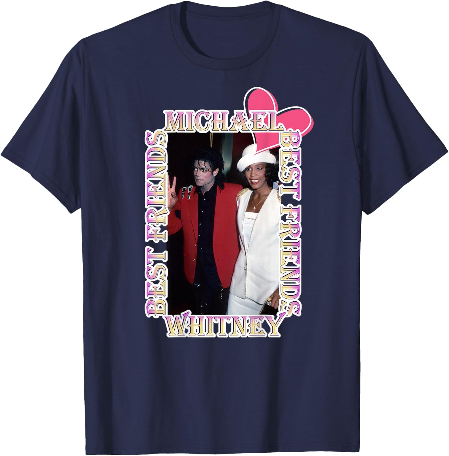 Michael Jackson_Whitney Houston_Back Printed T-Shirt - T-Shirt | Navy