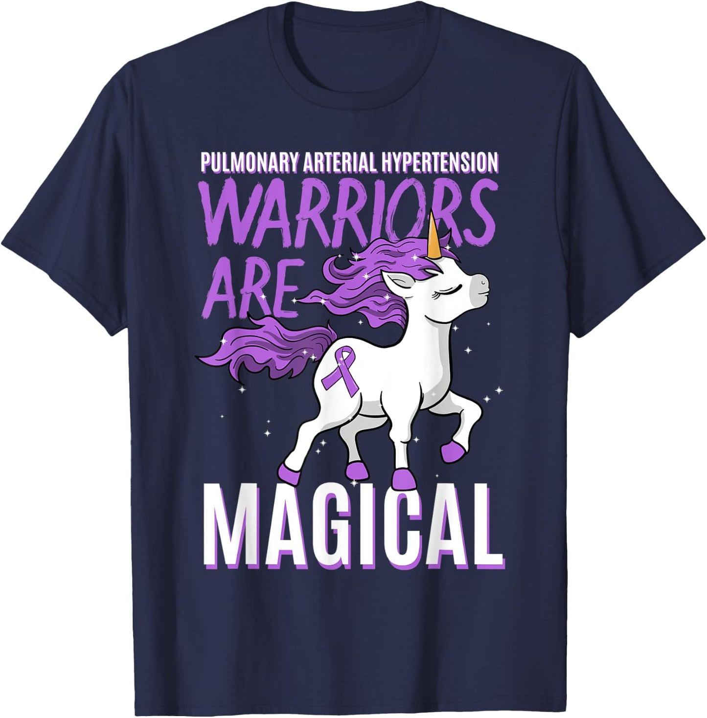 Pulmonary Arterial Hypertension Awareness Unicorn Lover Gift T-Shirt - T-Shirt | Navy