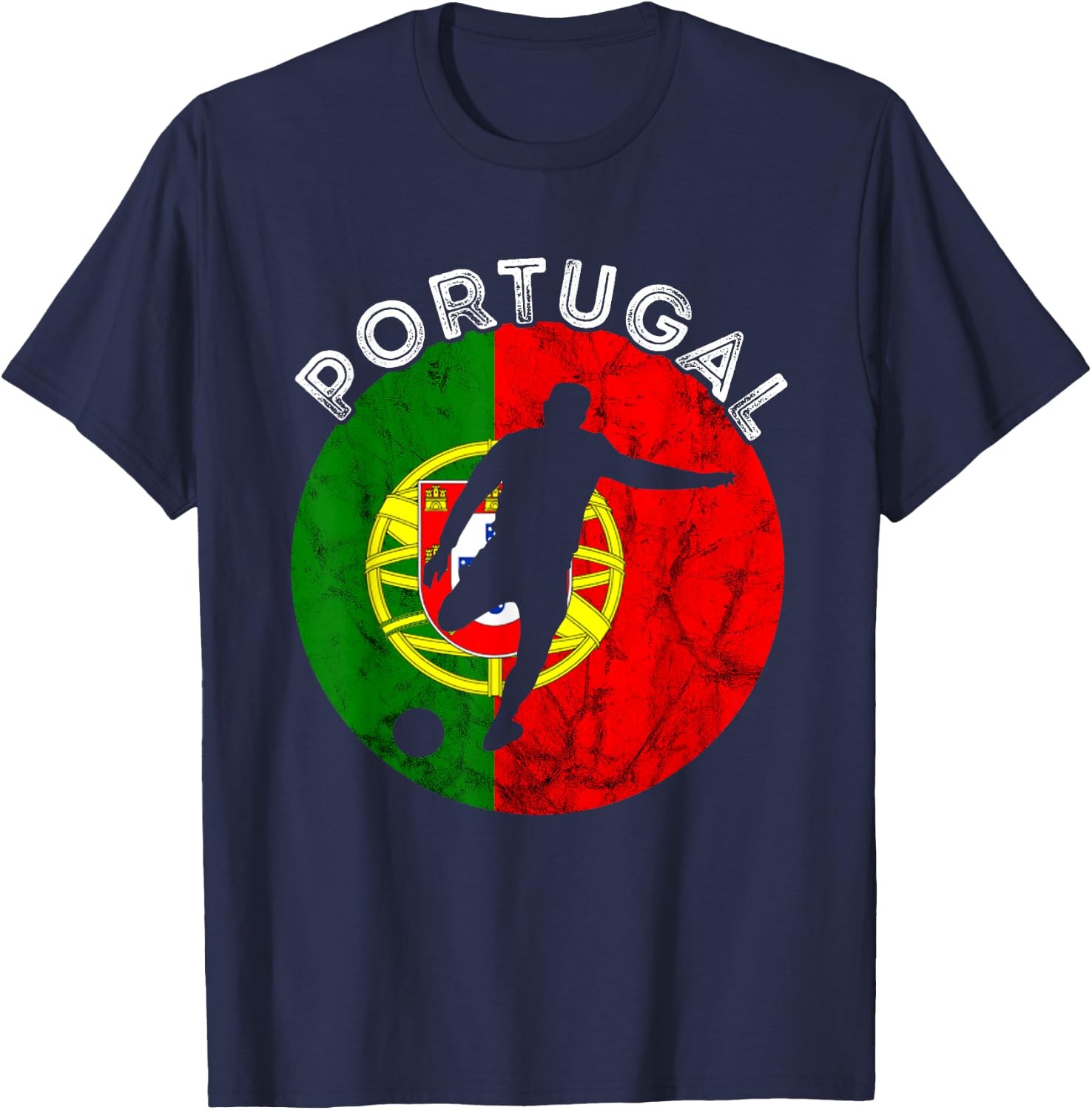 Portugal Flag Futebol Soccer Player Portuguese Pride T-Shirt - T-Shirt | Navy