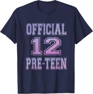 Official 12 Preteen Sweet 12th Birthday Gift Girls T-Shirt - T-Shirt | Navy