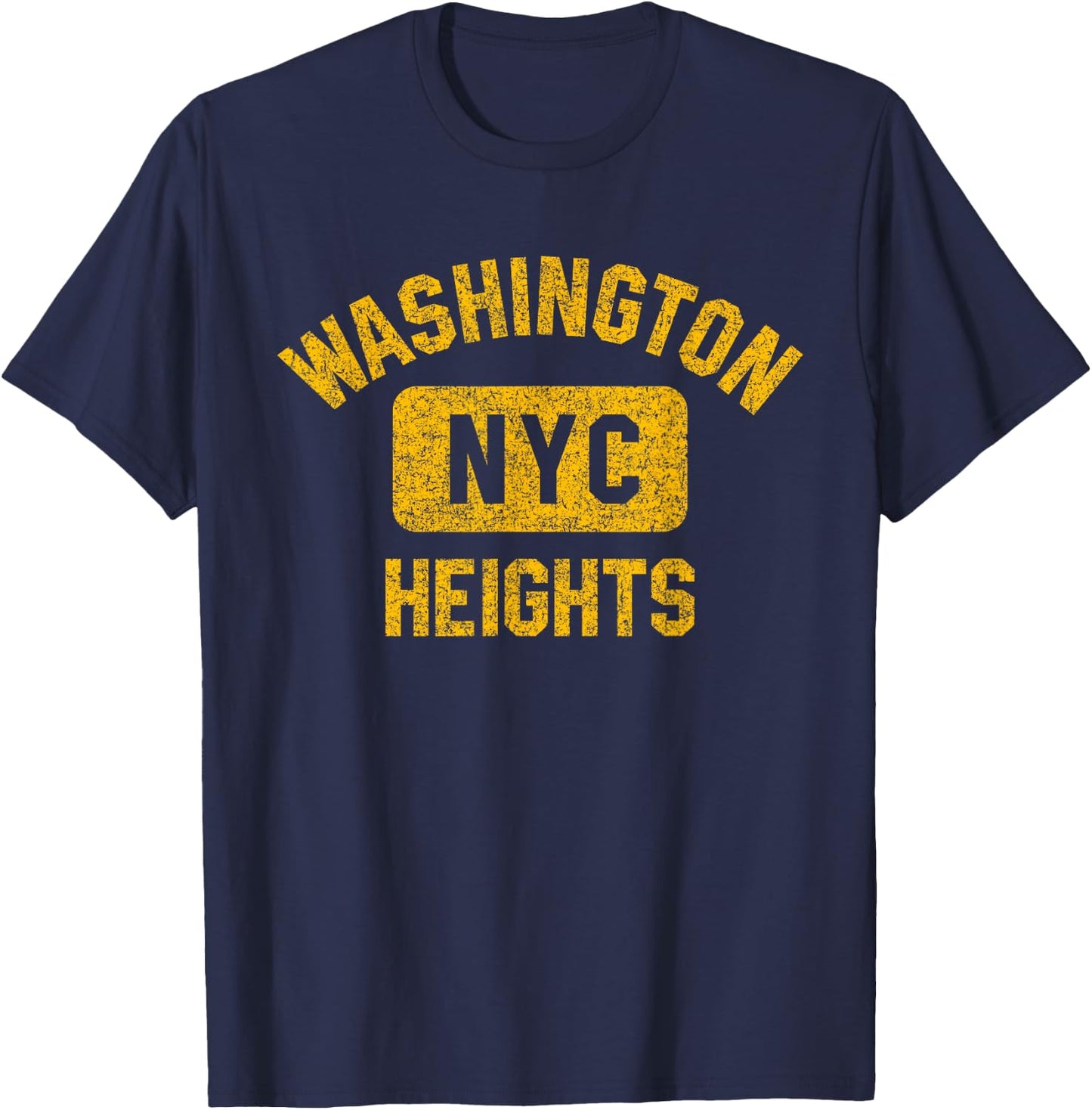 Washington Heights NYC Gym Style Distressed Amber Print T-Shirt - T-Shirt | Navy
