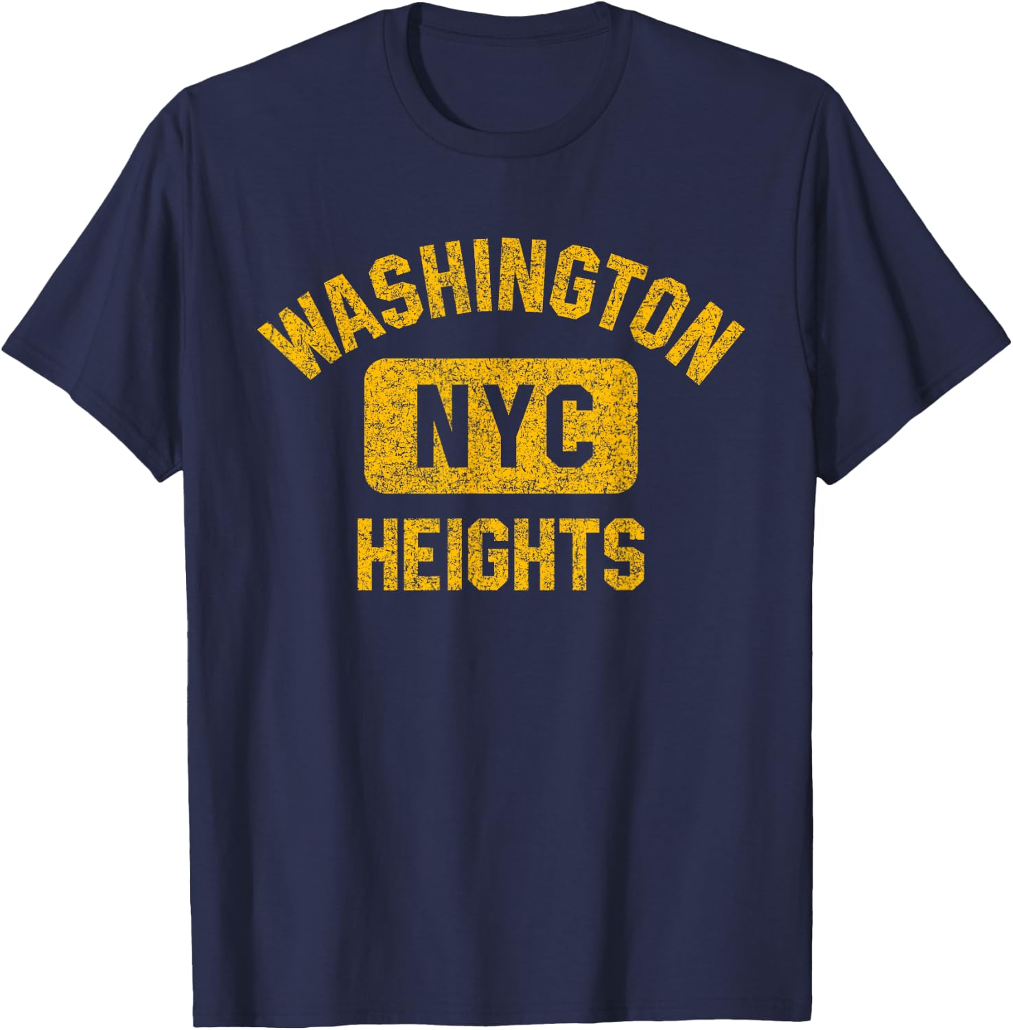 Washington Heights NYC Gym Style Distressed Amber Print T-Shirt - T-Shirt | Navy