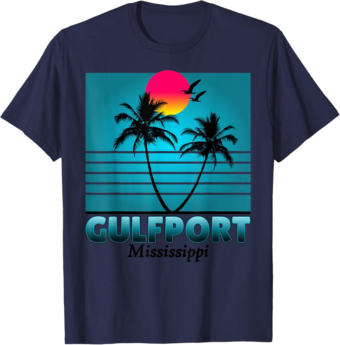 Gulfport Mississippi Holiday Retro Vintage Gift T-Shirt - T-Shirt | Navy