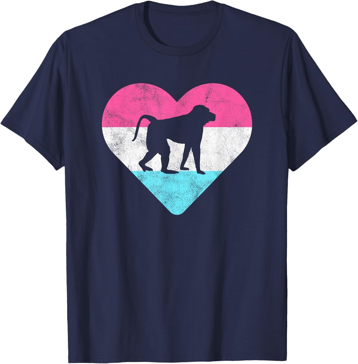 Retro Vintage Baboon Monkey Gift or Girls T-Shirt - T-Shirt | Navy