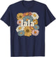 Groovy Lala Grandmother Flowers Lala Grandma T-Shirt - T-Shirt | Navy