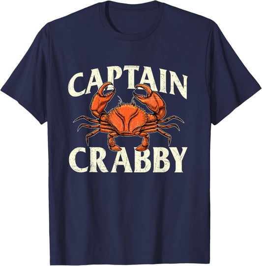 Captain Crabby - Crustacean Crabber Crabbing Seafood Lover T-Shirt - T-Shirt | Navy