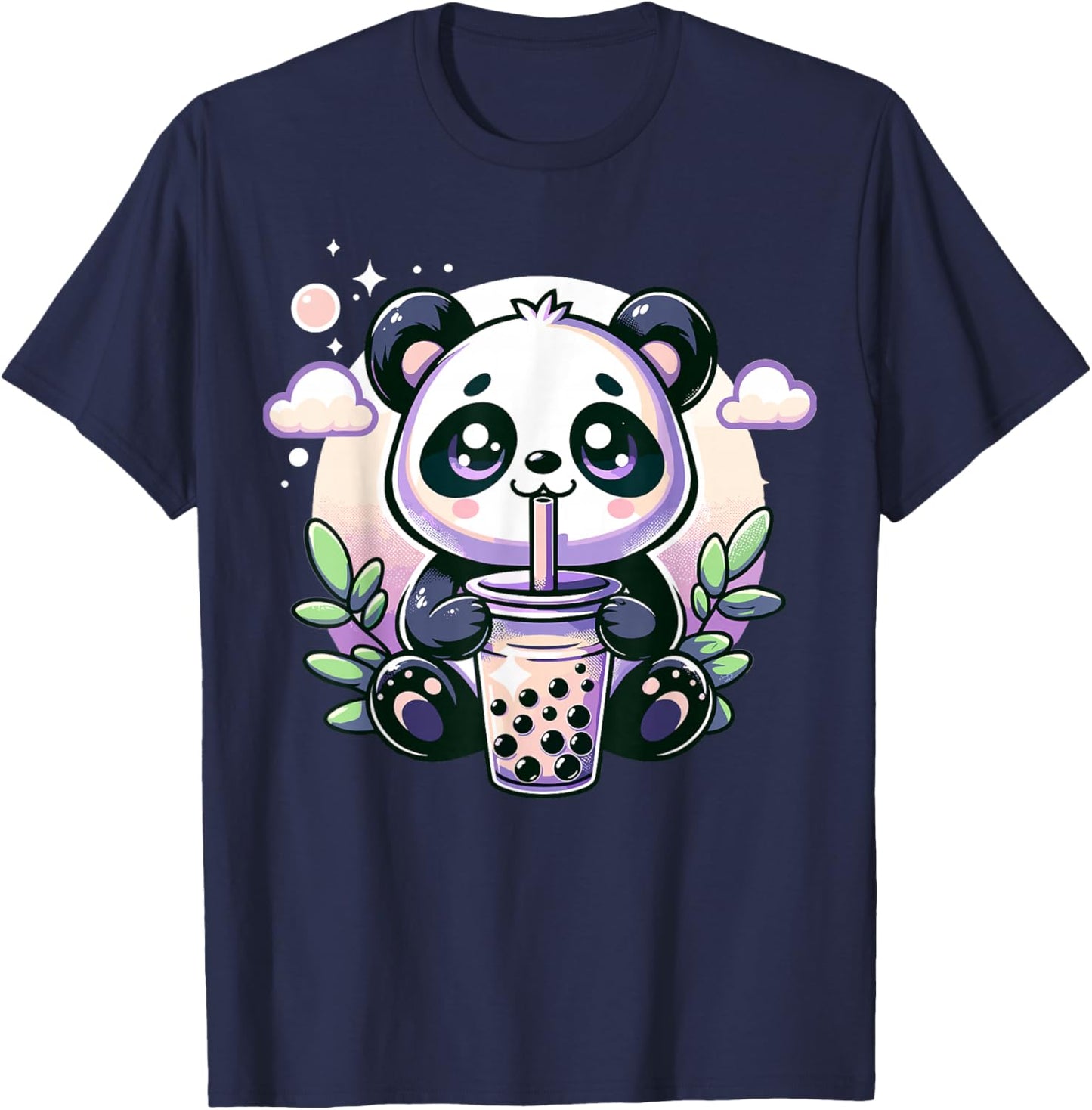Kawaii Panda Anime Boba Drink Bubble Tea Kids Teen Girl Boy T-Shirt - T-Shirt | Navy