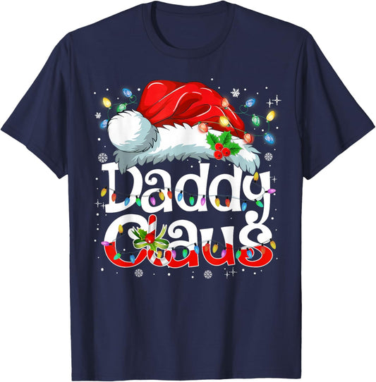Daddy Claus Christmas Pajama Family Matching Xmas Light T-Shirt - T-Shirt | Navy