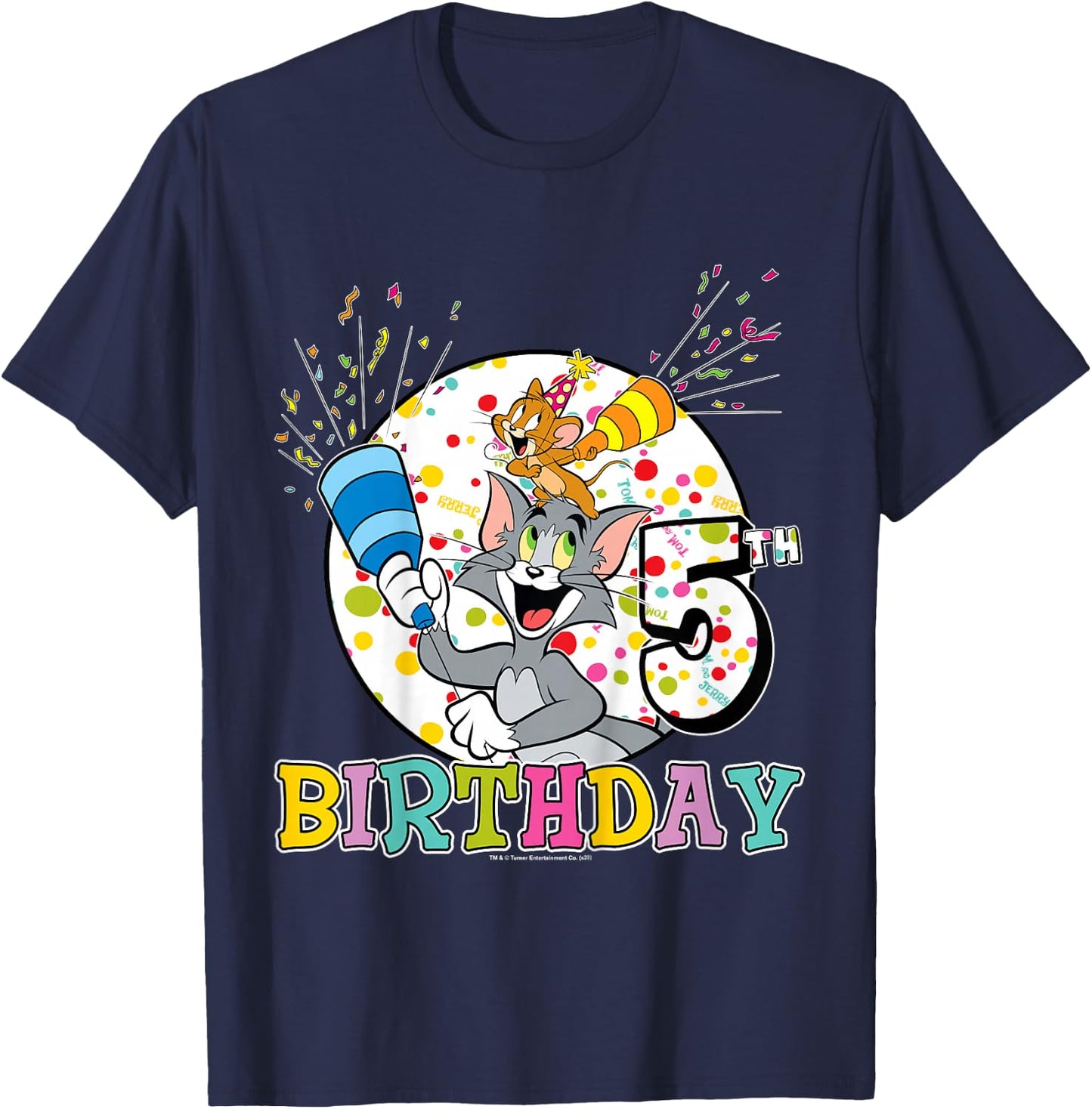 Kids Tom and Jerry 5th Birthday Portrait T-Shirt - T-Shirt | Navy