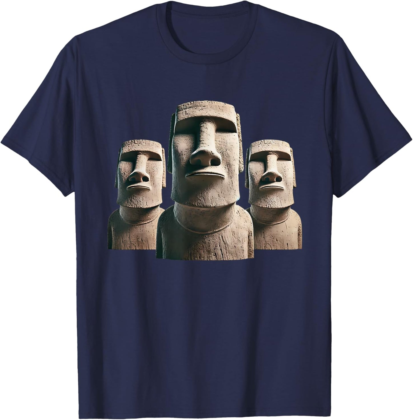 Moai Statue, Moai Monoliths, Easter Island Moai T-Shirt - T-Shirt | Navy