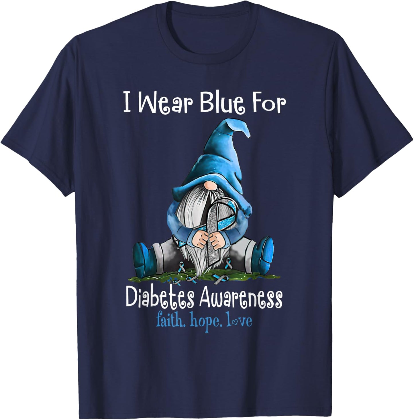 November Diabetes Awareness Month Funny Gnomes Wear Blue T-Shirt - T-Shirt | Navy