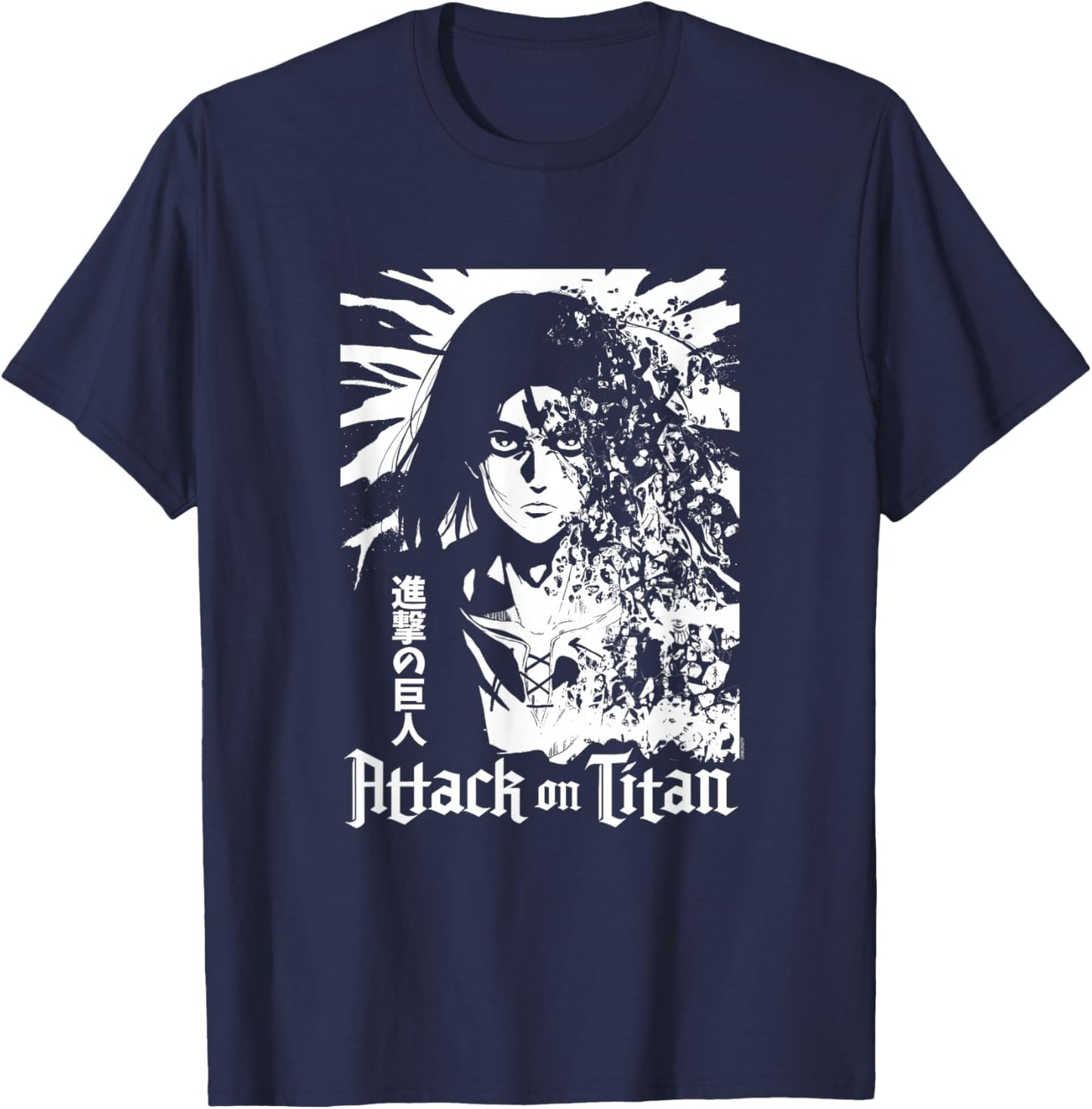 Attack on Titan Season 4 Eren Explosion White Graphic Anime T-Shirt - T-Shirt | Navy