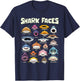 Types of Shark Faces Sea Animals of the World Shark Lover T-Shirt - T-Shirt | Navy