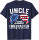 4th of July Birthday Uncle Of The Little Firecracker T-Shirt - T-Shirt | Navy