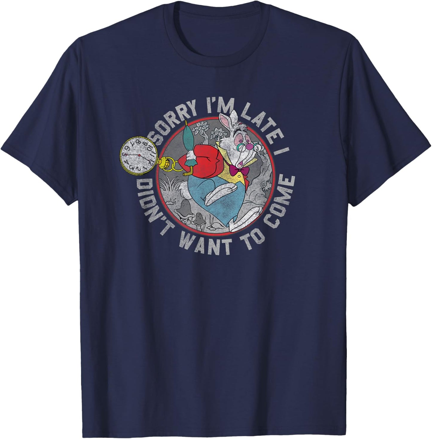 Disney Alice In Wonderland White Rabbit Sorry I Am Late T-Shirt - T-Shirt | Navy
