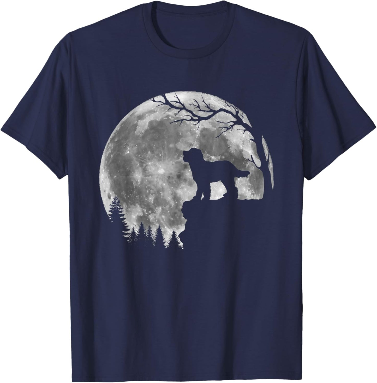 Bernedoodle Doodle Dog Moon Silhouette Halloween Costume T-Shirt - T-Shirt | Navy