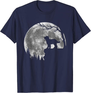 Bernedoodle Doodle Dog Moon Silhouette Halloween Costume T-Shirt - T-Shirt | Navy