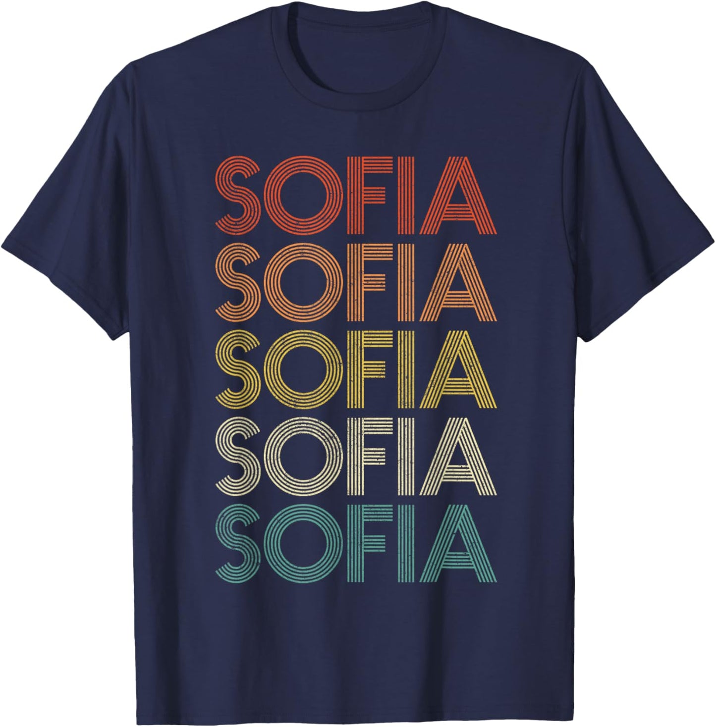 Sofia Vintage Retro T-Shirt - T-Shirt | Navy