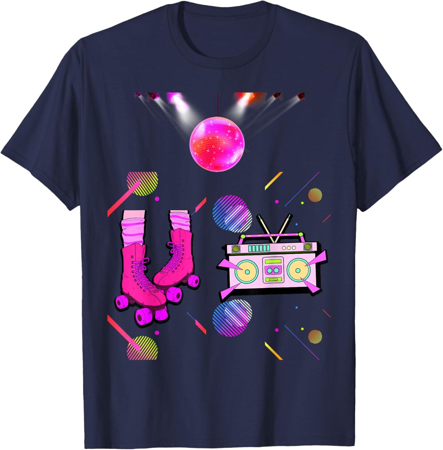 Retro Rollerskate Funny 80's Roller Disco Skating Girl Gifts T-Shirt - T-Shirt | Navy