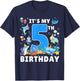 5th Birthday Under The Sea 5 Years Old Ocean Party Theme T-Shirt - T-Shirt | Navy