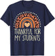 Leopard Rainbow Thankful For Students Thanksgiving Teacher T-Shirt - T-Shirt | Navy
