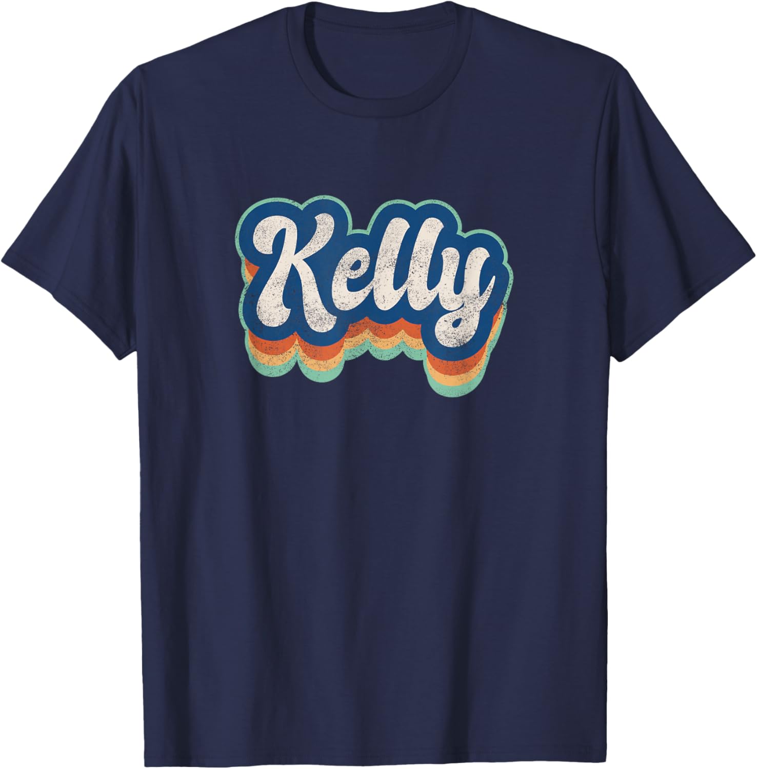 Kelly First Name Girl Vintage Style 70s 80s Personalized T-Shirt - T-Shirt | Navy