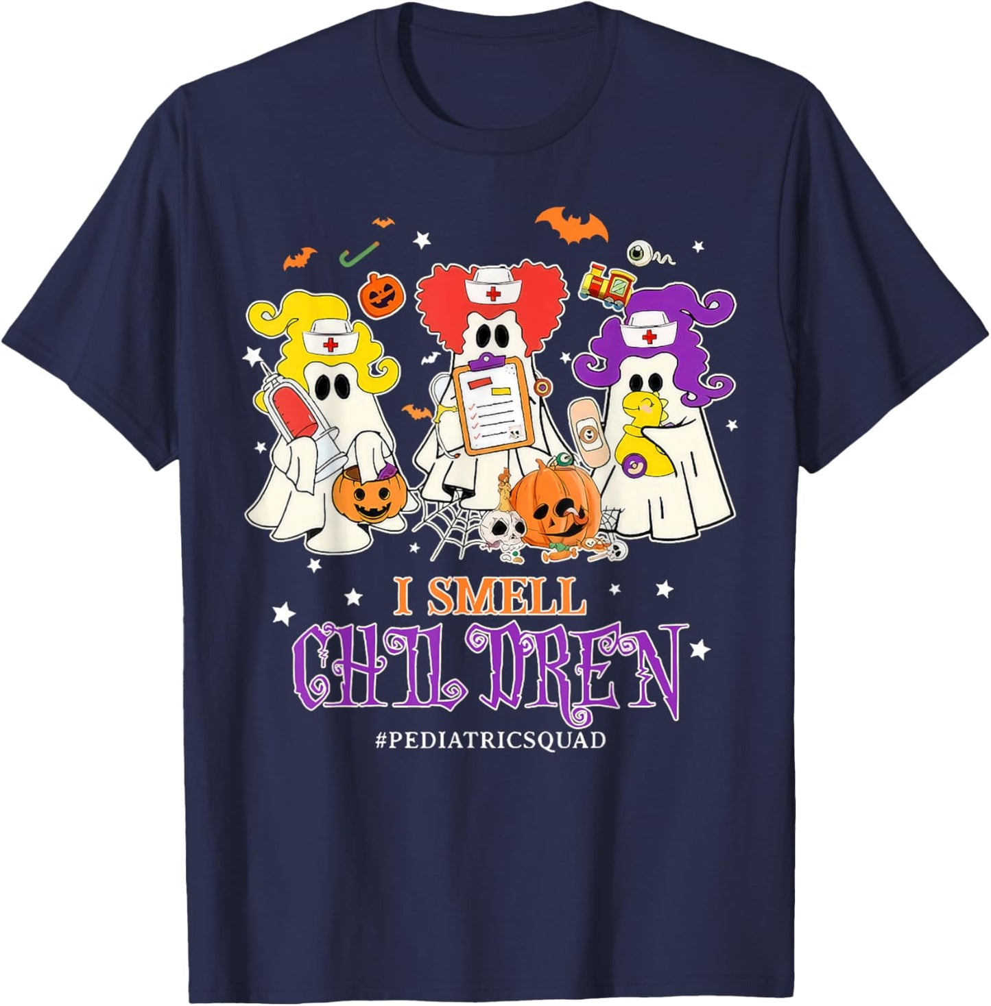 I Smell Children Funny Witch Halloween Pediatrics Nurse T-Shirt - T-Shirt | Navy