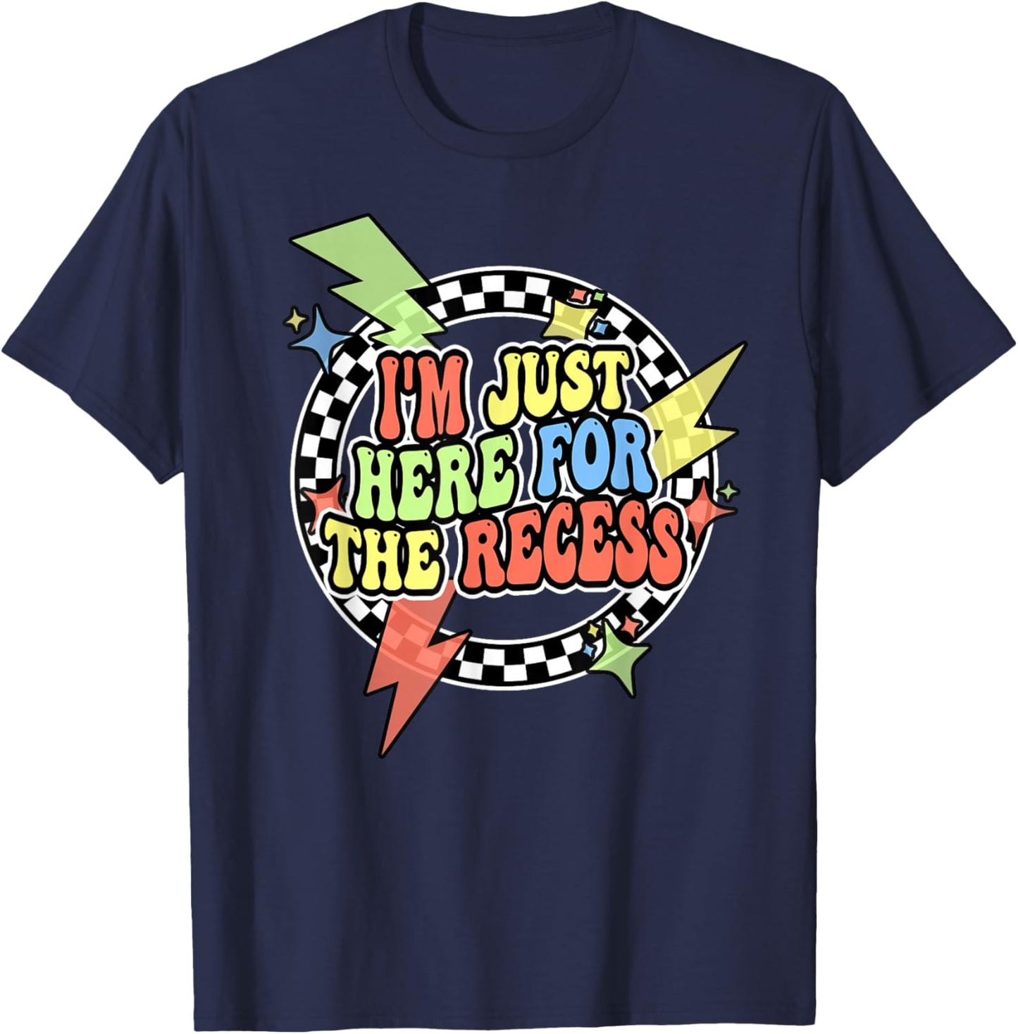 Retro Im Just Here For The Recess Shirt Recess Monitor Squad T-Shirt - T-Shirt | Navy