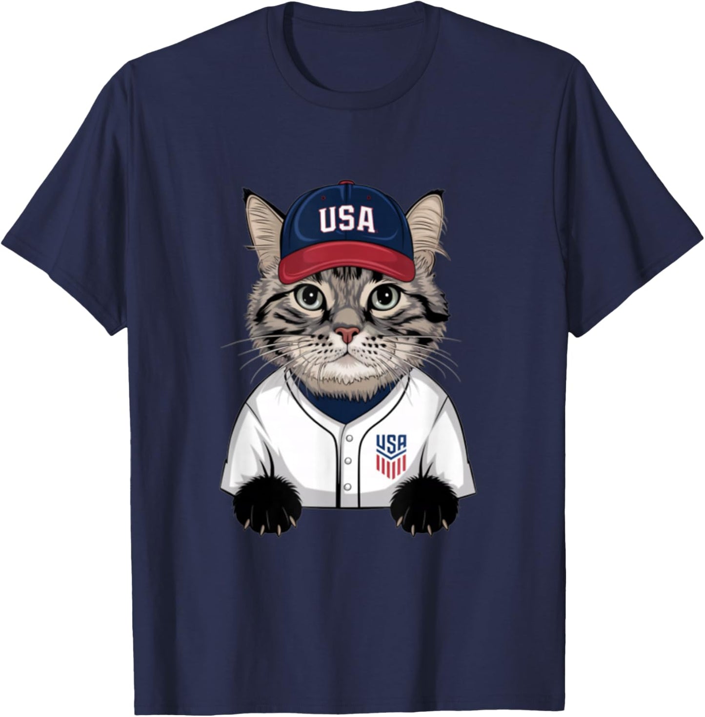 Baseball Cat Baseball Player Baseball Meme T-Shirt - T-Shirt | Navy