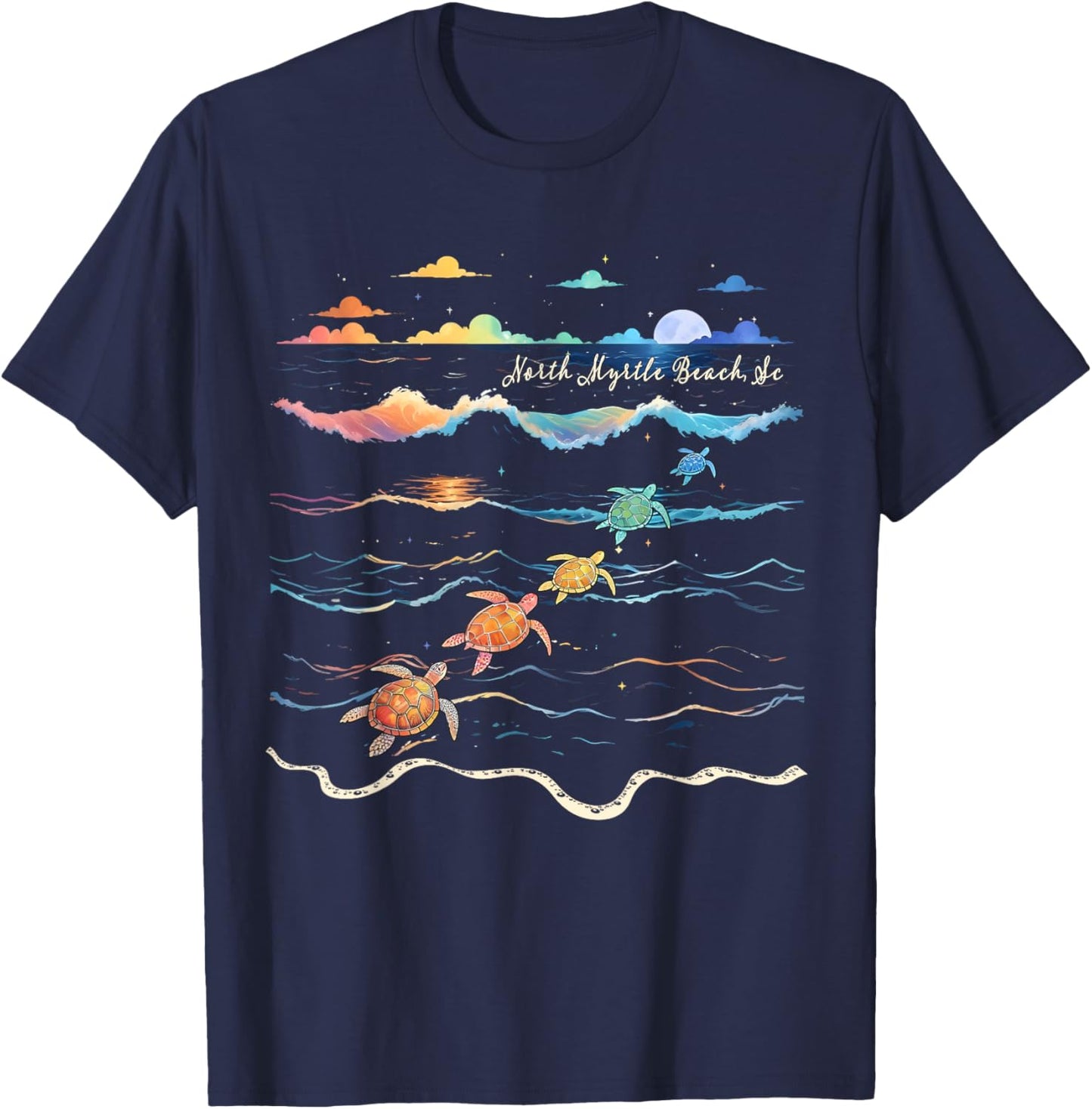 North Myrtle Beach South Carolina Sea Turtle Lover Beach T-Shirt - T-Shirt | Navy
