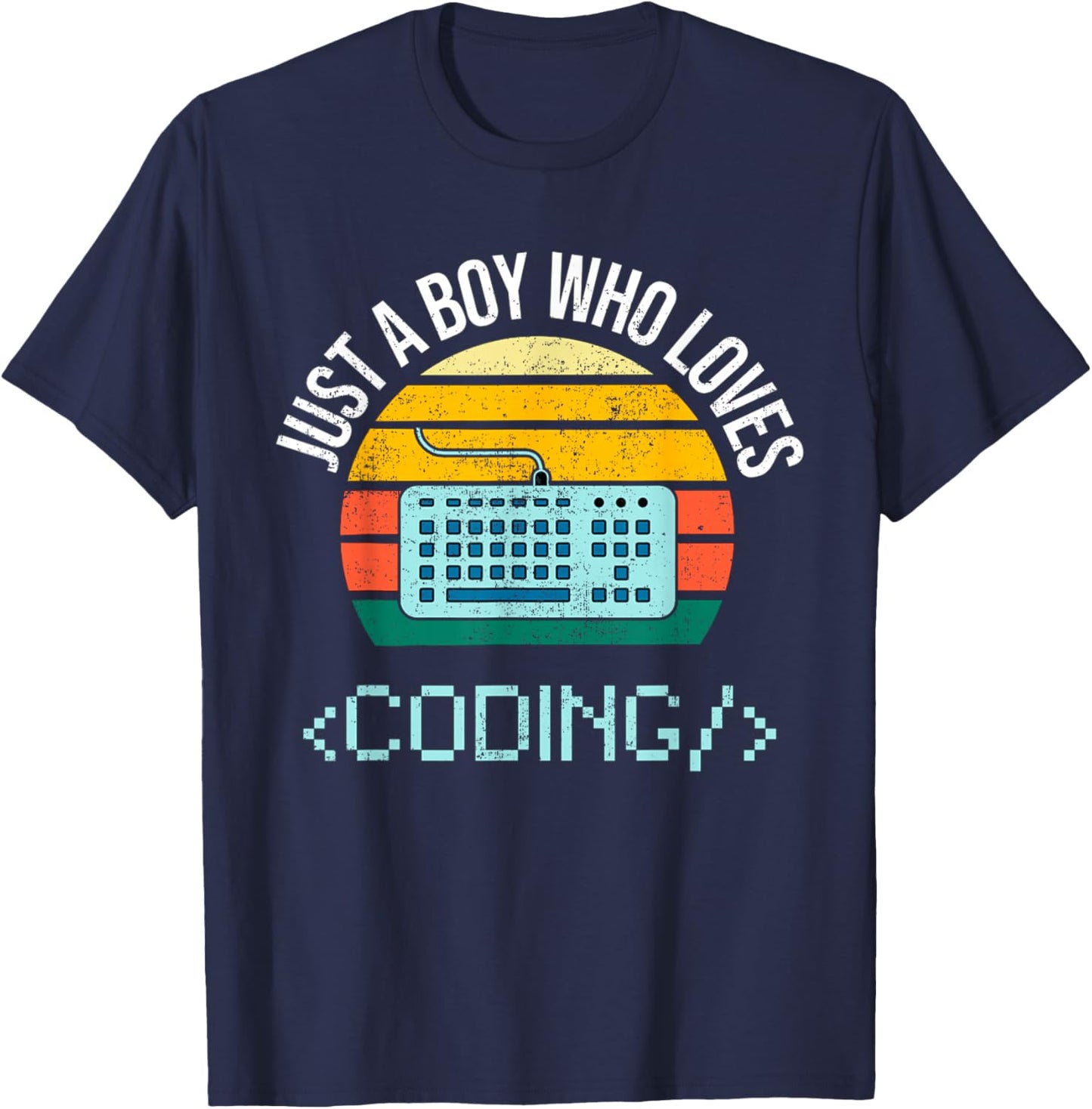 Just A Boy Who Loves Coding Computer Funny T-Shirt - T-Shirt | Navy