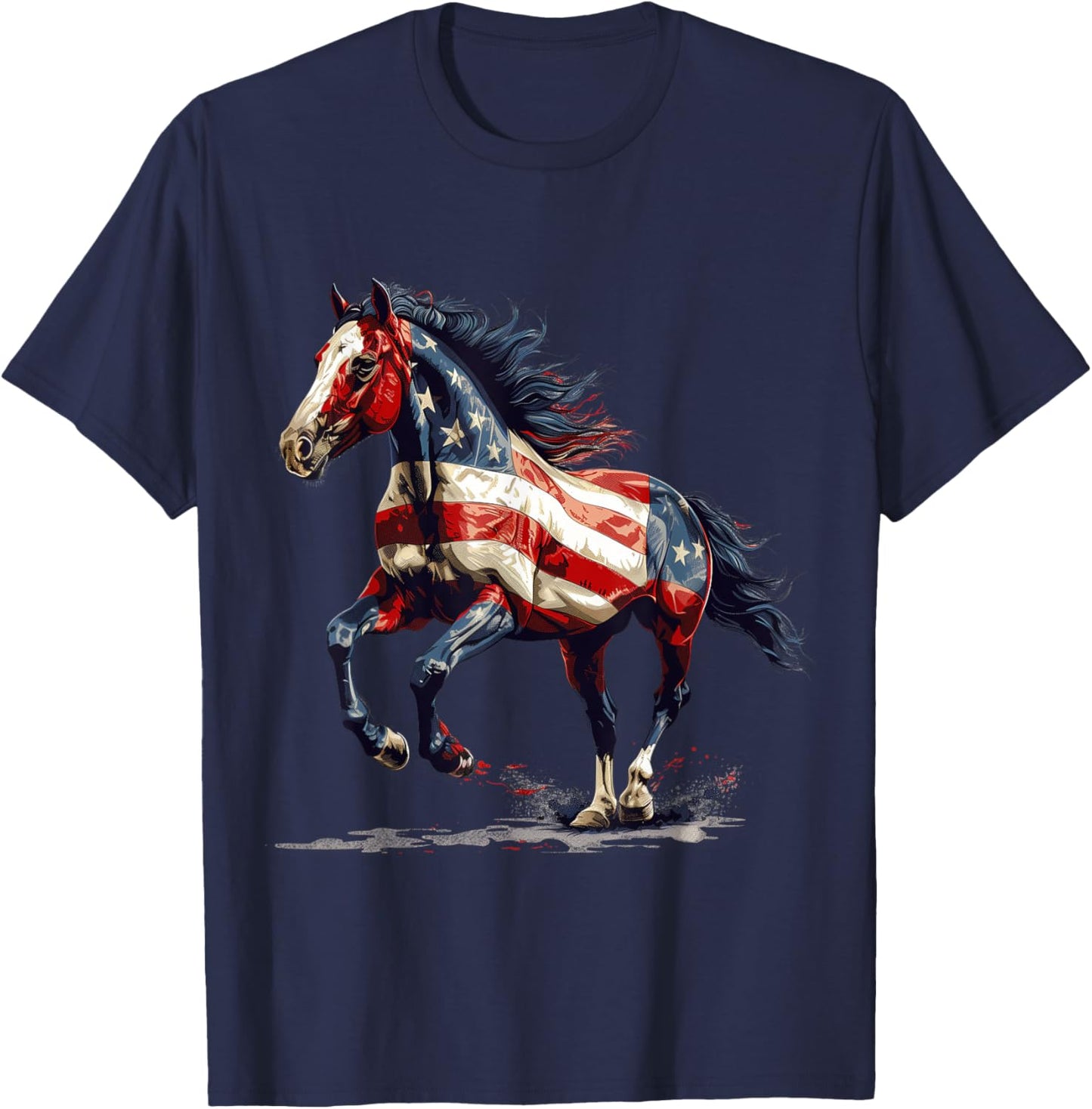 Patriotic Horse USA Flag Vintage Horse 4th Of July T-Shirt - T-Shirt | Navy