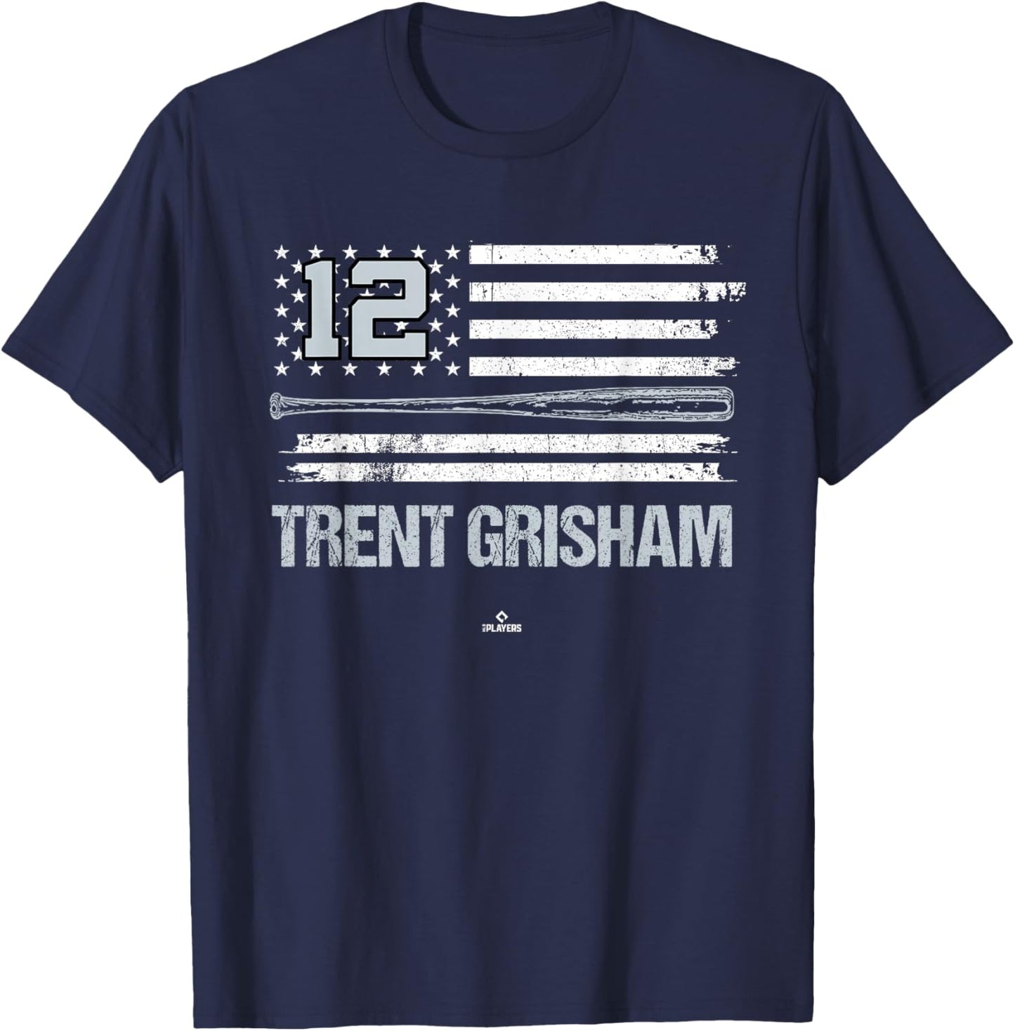 USA Flag Bat Trent Grisham New York Baseball MLBPA T-Shirt - T-Shirt | Navy