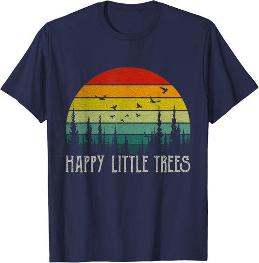 Happy Little Graphic Art Awesome Apparel Funny Forest Tree T-Shirt - T-Shirt | Navy