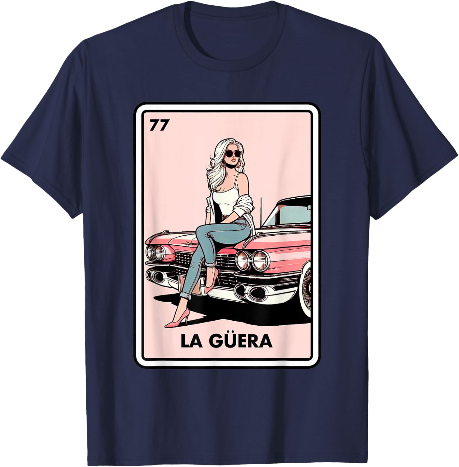 Mexican Chicana Chingona Girls La Guera Mexican Bingo Card T-Shirt - T-Shirt | Navy