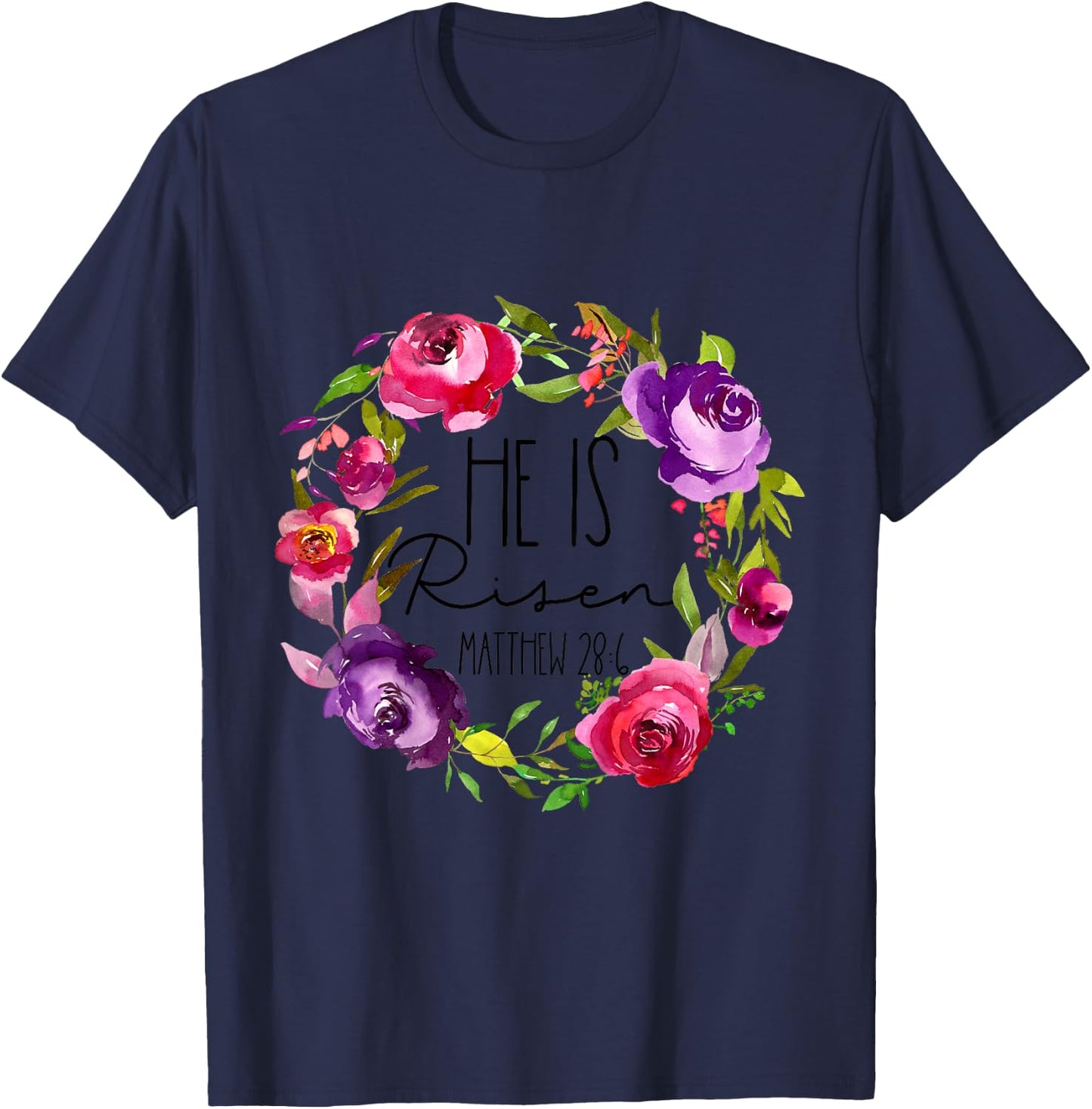 Kids Girls Easter He is Risen for Baby and Toddler Outfit Floral T-Shirt - T-Shirt | Navy