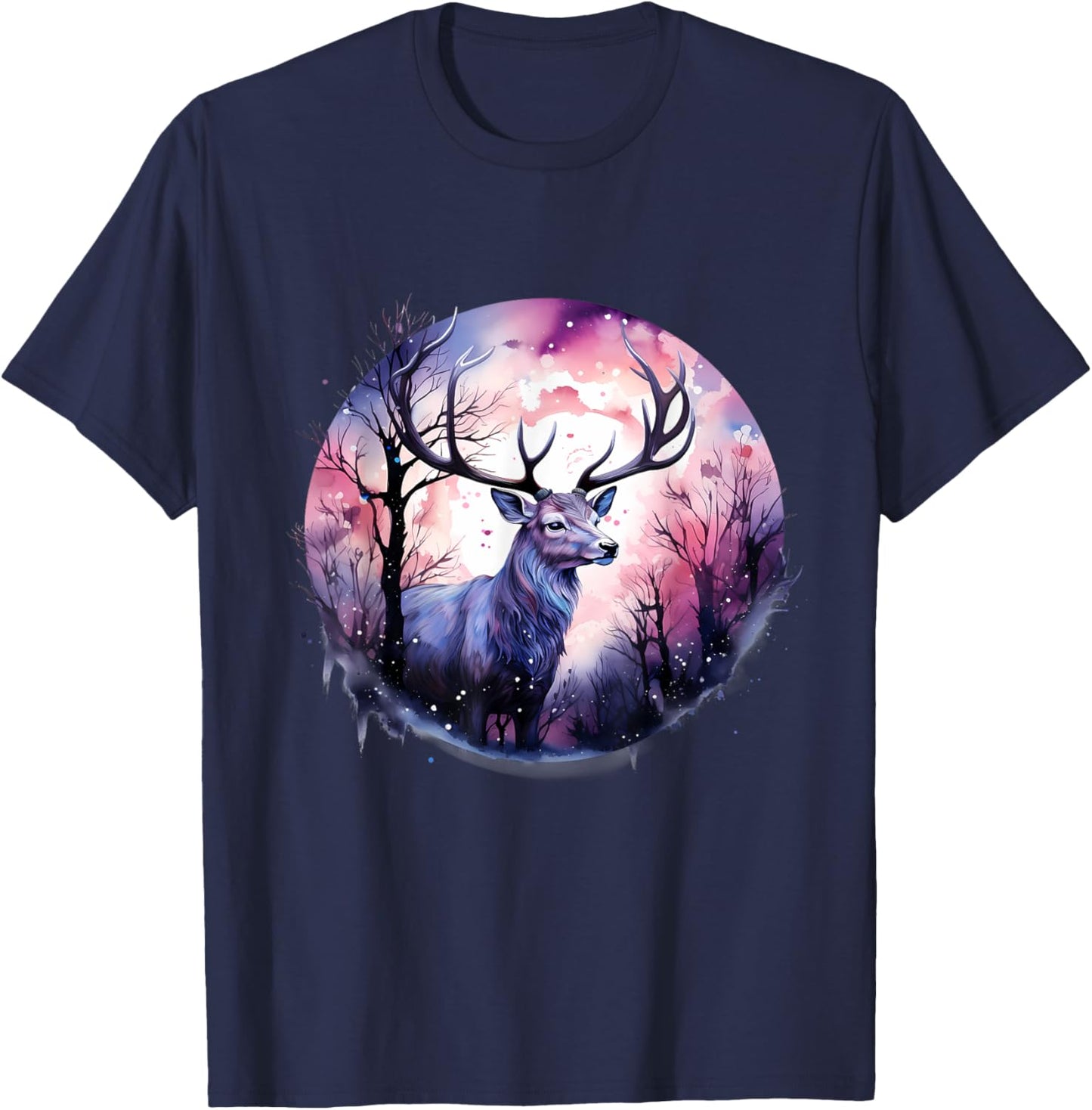Deer Nature Wildlife Animal Art Artwork Animal Lovers Forest T-Shirt - T-Shirt | Navy