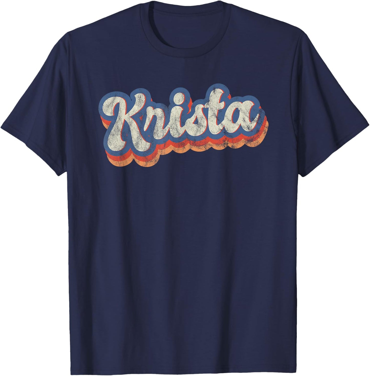 Krista Personalized Name Shirt Custom Lettering 70's T-Shirt - T-Shirt | Navy