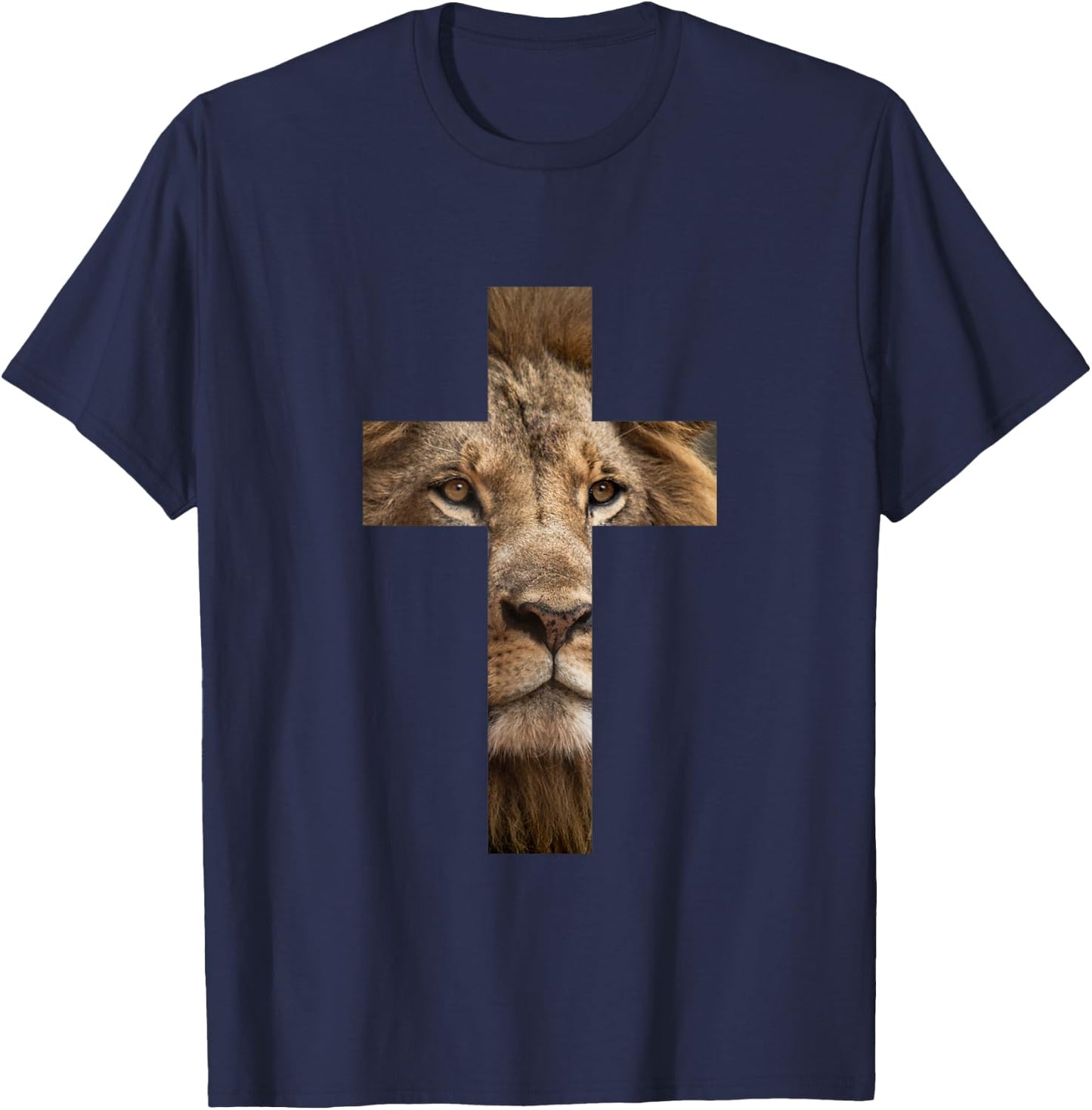 Lion Cross King Lord Jesus Bible Judah T-Shirt - T-Shirt | Navy