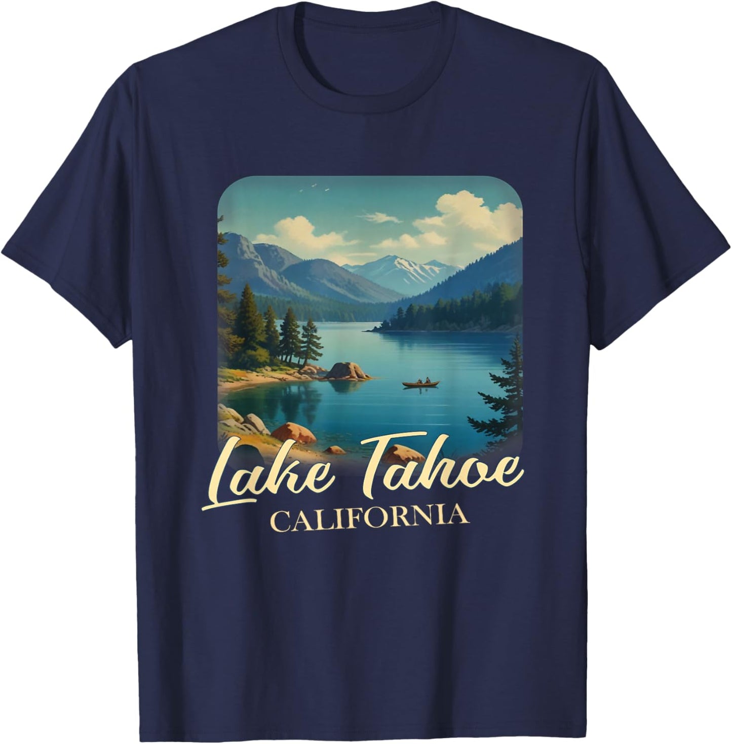 Vintage Lake Tahoe California Mountain Retro T-Shirt - T-Shirt | Navy