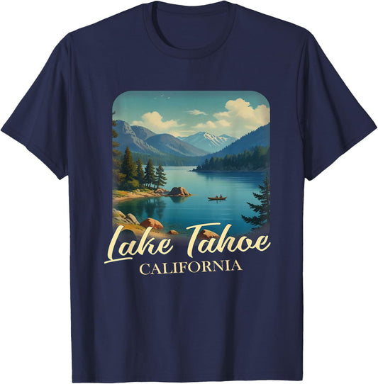 Vintage Lake Tahoe California Mountain Retro T-Shirt - T-Shirt | Navy