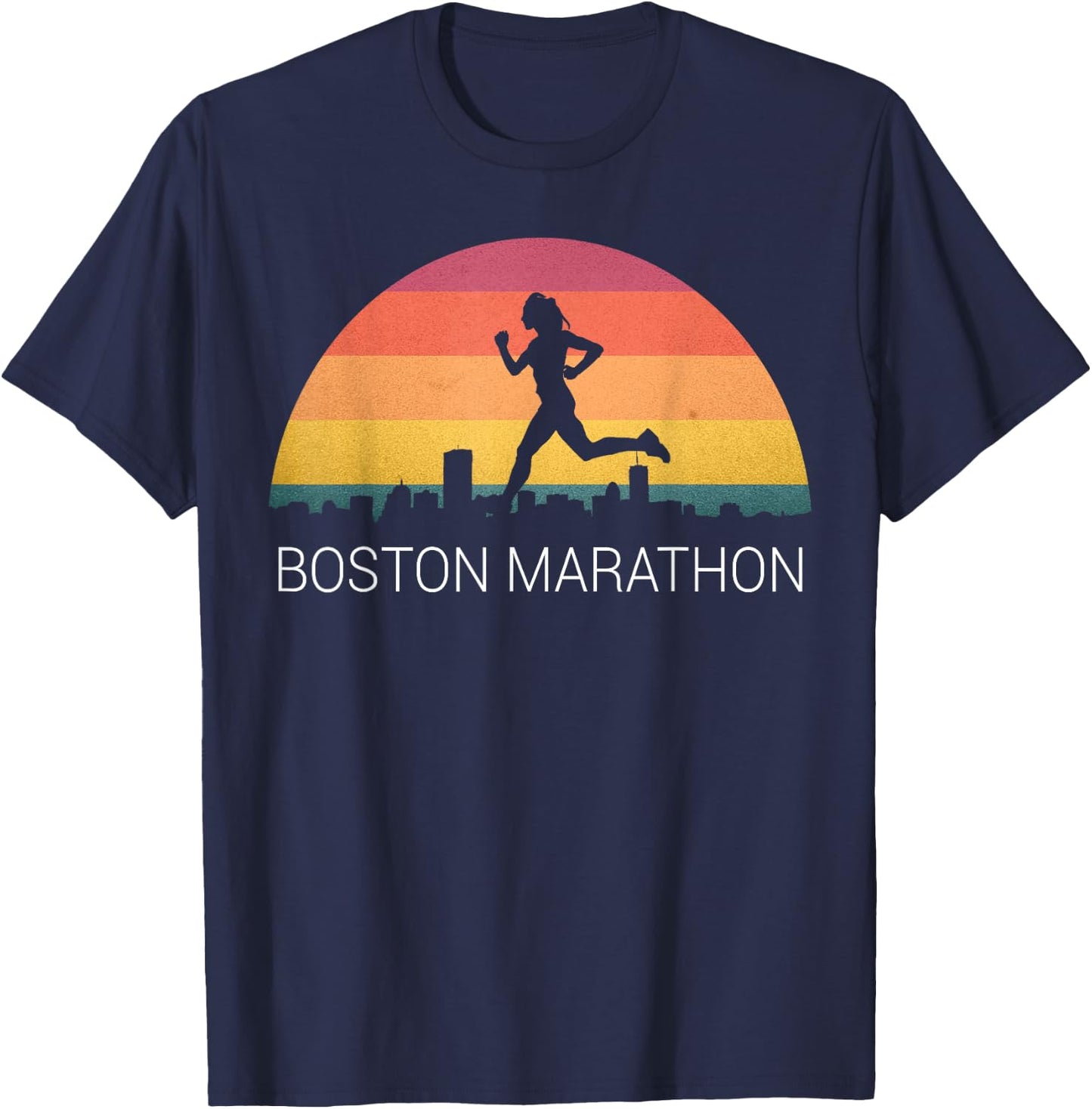 Boston 26.2 Miles 2021 Marathon Running Friend Support Gifts T-Shirt - T-Shirt | Navy