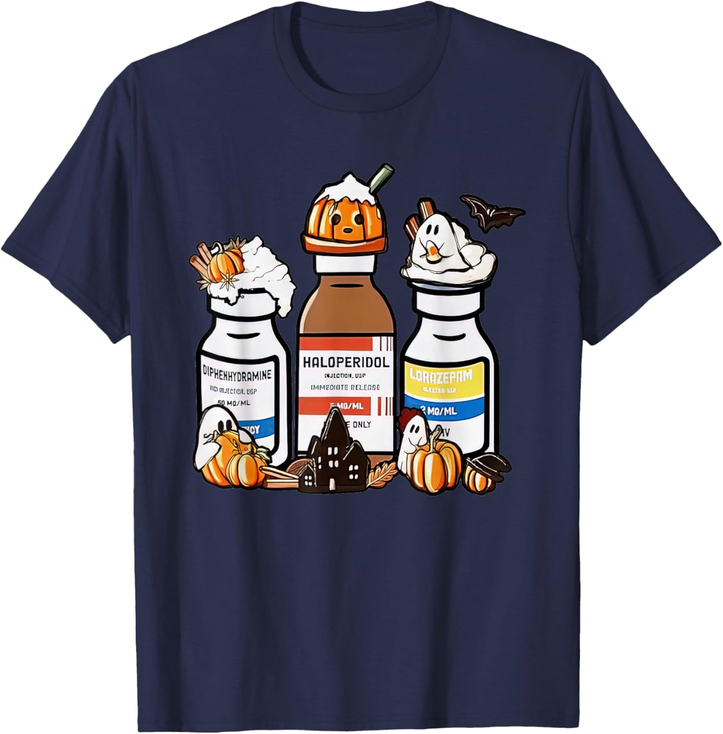 Diphenhydramine Haloperidol Lorazepam Halloween T-Shirt - T-Shirt | Navy