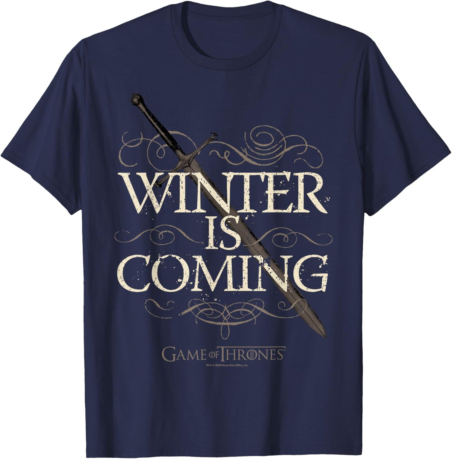 Game Of Thrones Winter Is Coming Text T-Shirt - T-Shirt | Navy