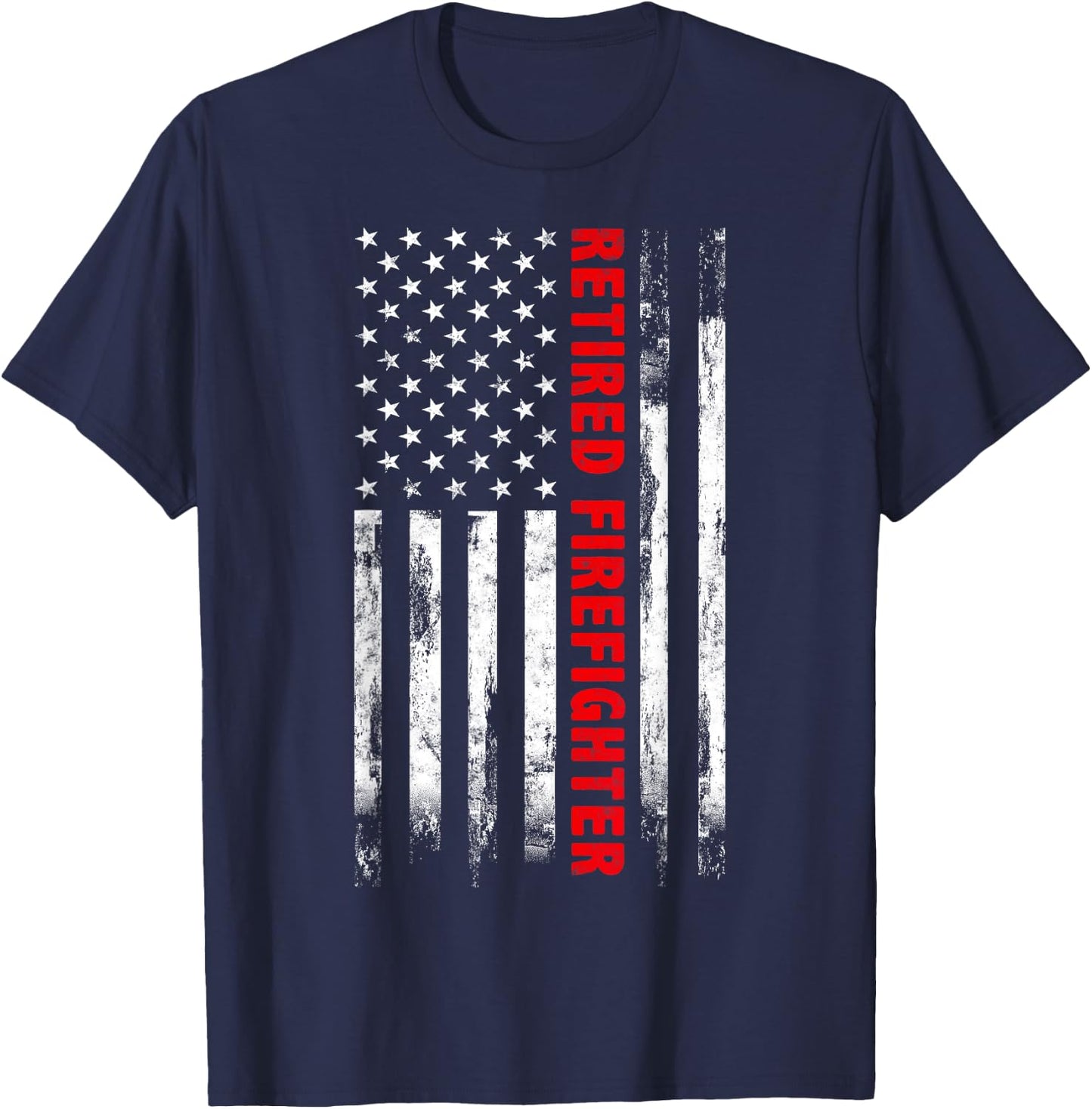 Retired Firefighter Thin Red line American flag Gift Fireman T-Shirt - T-Shirt | Navy