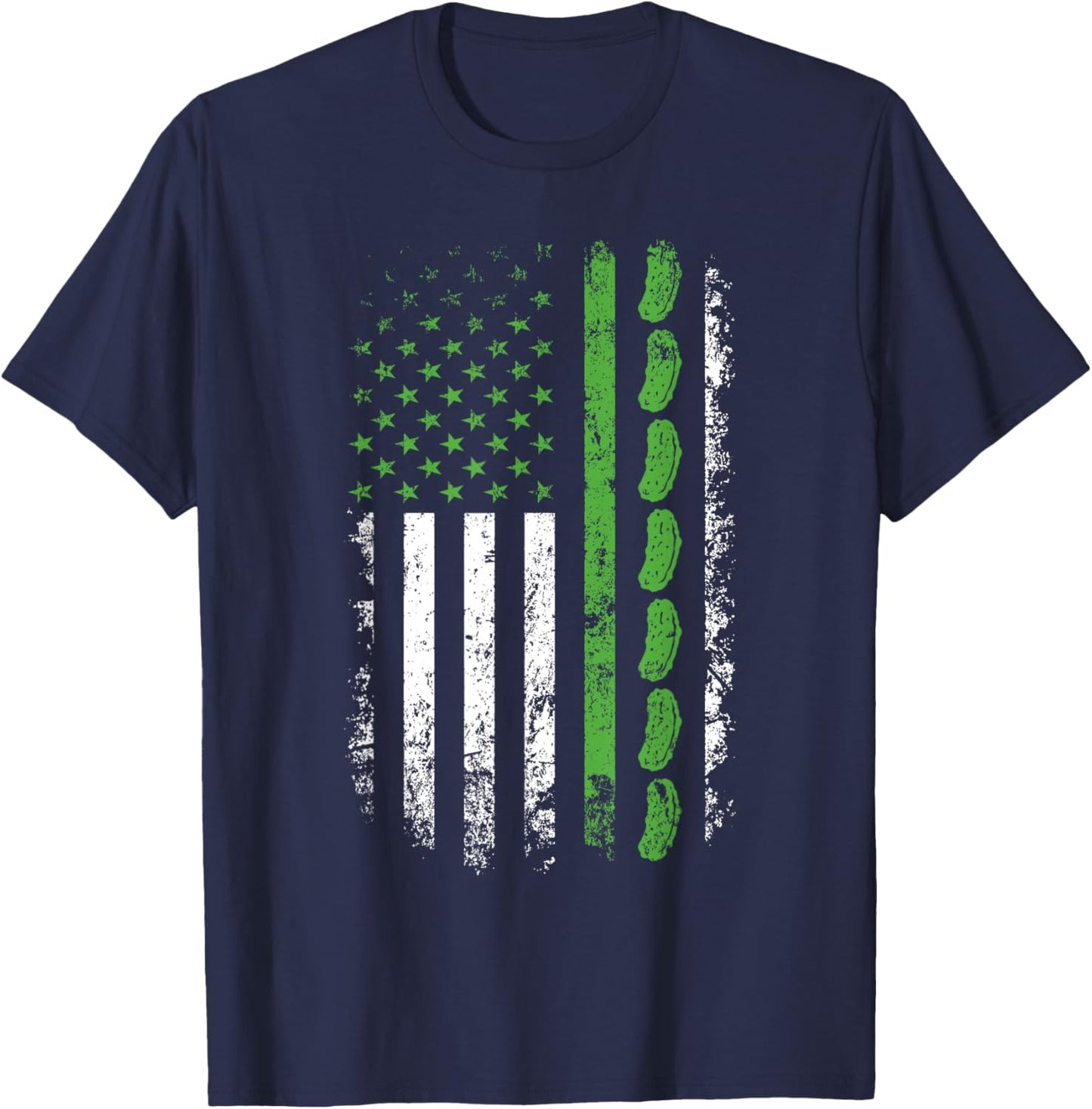 Pickle Cucumber US American Flag for Pickle Lovers Men Women T-Shirt - T-Shirt | Navy